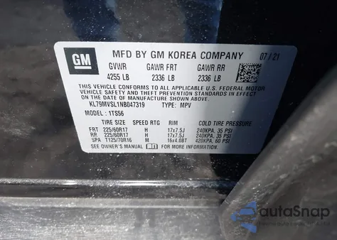 2022 Chevrolet Trailblazer Fwd Activ z USA, uszkodzony, nr VIN KL79MVSL1NB047319